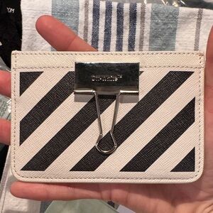 Off-White Black and White Striped Card Holder